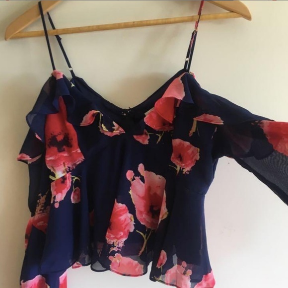 Essue Floral Blouse - Navy and Pink - Picture 5 of 5
